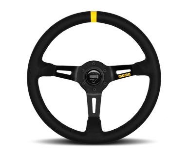 Momo MOD08 Steering Wheel 350 mm - Black Suede/Black Spokes/1 Stripe