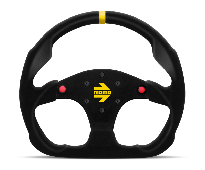 Momo MOD30 Buttons Steering Wheel Black Suede/Black Spokes/1 Stripe