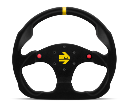 Momo MOD30 Buttons Steering Wheel Black Suede/Black Spokes/1 Stripe