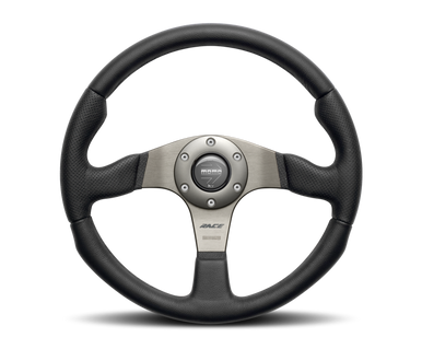 Momo Race Steering Wheel 350 mm - Black Leather/Anth Spokes