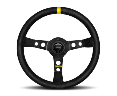 Momo MOD07 Steering Wheel 350 mm - Black Suede/Black Spokes/1 Stripe