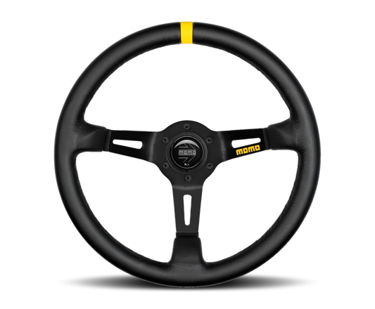 Momo MOD08 Steering Wheel Black Leather/Black Spokes/1 Stripe