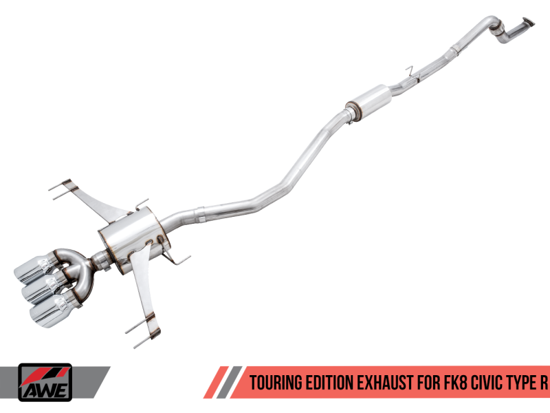 AWE Tuning  Honda Civic Type R FK8 Touring Edition Exhaust w/Front Pipe & Triple Chrome Silver Tips