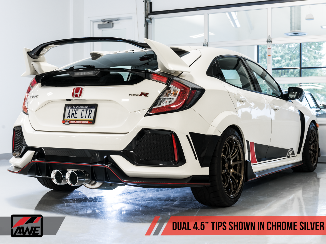 AWE Tuning  Honda Civic Type R FK8 Touring Edition Exhaust w/Front Pipe & Triple Chrome Silver Tips