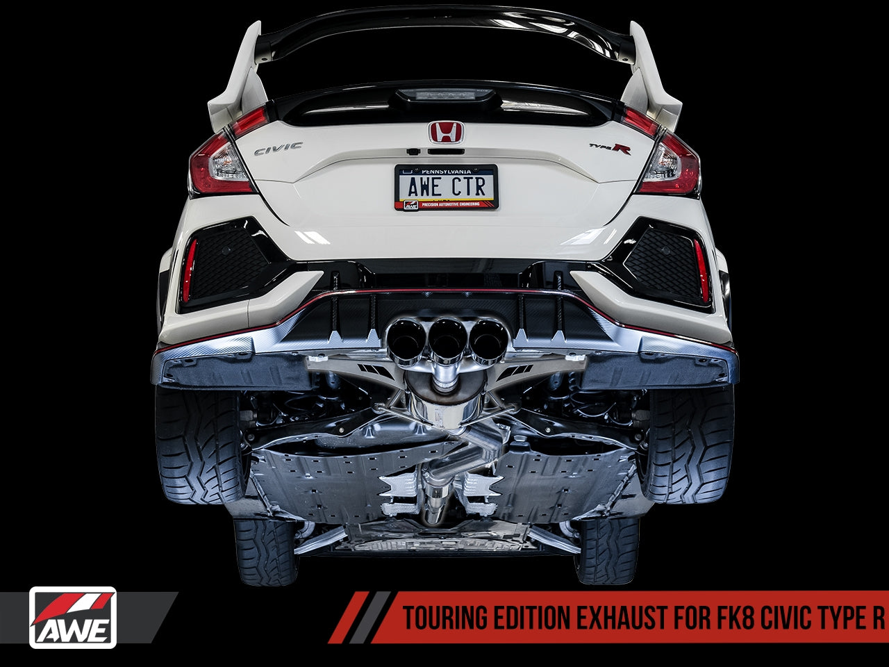 AWE Tuning  Honda Civic Type R FK8 Touring Edition Exhaust w/Front Pipe & Triple Chrome Silver Tips