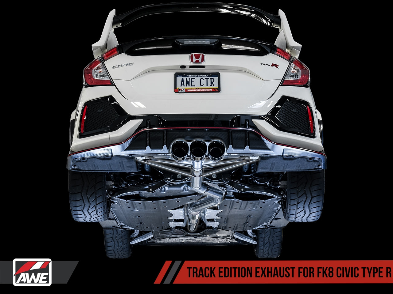 AWE Tuning  Honda Civic Type R FK8 Touring Edition Exhaust w/Front Pipe & Triple Chrome Silver Tips